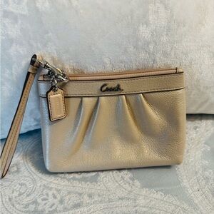 Coach Cream Leather Wristlet
